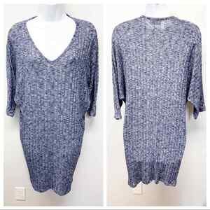 Everly Ribbed Dolman Sleeve Sweater Dress Blue Size Medium